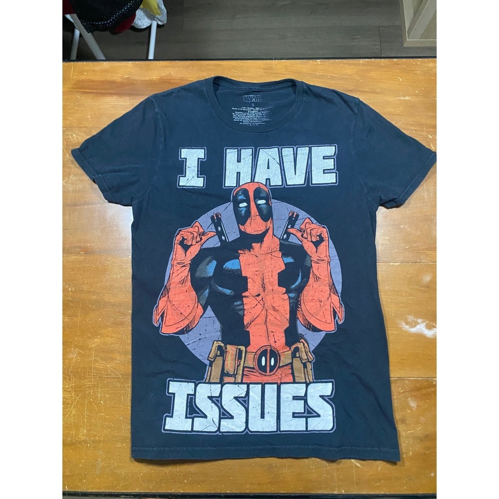Marvel Deadpool Graphic T-Shirt Womens Small Black Excellent I Have Issues Tee